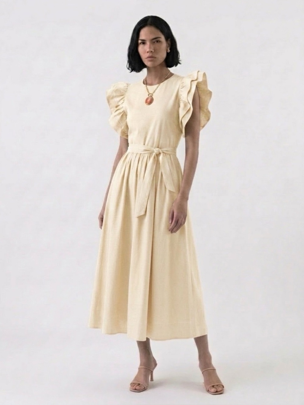 Zara, Ruffle combination texture dress
